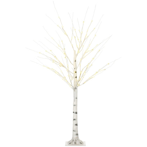 Rootz Artificial Birch Tree with LED Lights - White Birch Tree - Decorative LEDs - Weatherproof - 22cm x 22cm x 150cm