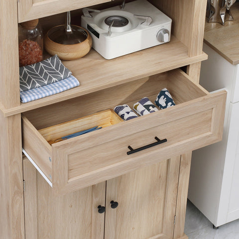 Rootz Kitchen Buffet Cabinet - Versatile Storage - Brown Cupboard - Sophisticated Note - MDF, 74cm x 39.5cm x 183cm