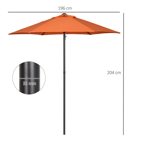 Rootz Parasol Ø196 cm - Hexagonal Balcony Screen - Sunshade - Aluminum Frame - Easy Open - Perfect for Garden & Beach Use - Orange