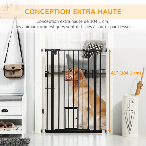 Rootz Pet Security Fence - Pet Gate - Safety Barrier - Automatic Closure & Double Locking - 104.1h cm x Adjustable Width 74-101cm