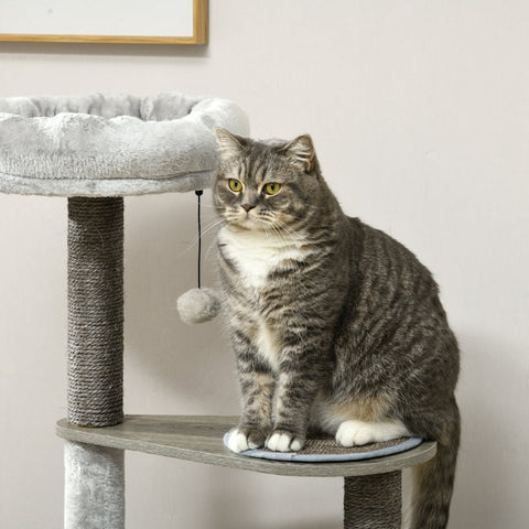 Rootz 4 Tier Cat Scratching Post - Cat Bed Hammock - Cat Activity Center - Sisal Scratching Posts - 48cm x 48cm x 118.5cm