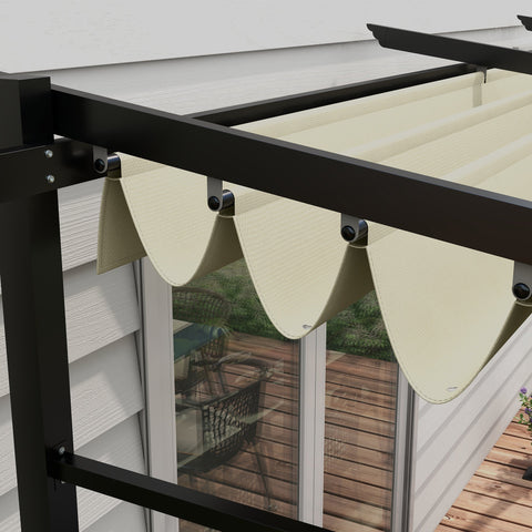 Rootz Pull-Out Pergola - Extendable Shade Canopy - Outdoor Shelter - UV-Resistant Polyester - 3.97m x 2.95m x 1.95-2.3m