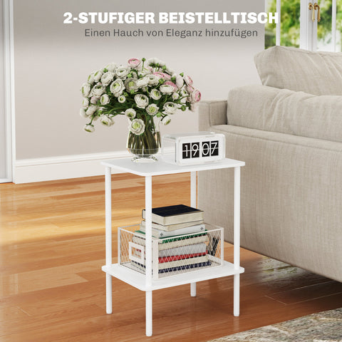 Rootz 2 Tier Side Table - Accent Table - Coffee Table - Extra Storage - 40cm x 30cm x 52.2cm