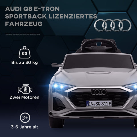 Rootz 12V Audi Q8 etron Electric Children's Car - Remote-Controlled - Ride-On Vehicle - Headlights & Music - 98cm x 49.5cm x 43cm