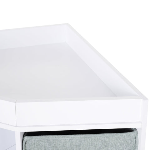 Rootz Corner Shelf Storage - Space-Saving Standregal - Cabinet with Drawers - MDF White - Anti-Tilt Stability - 57cm x 57cm x 95cm