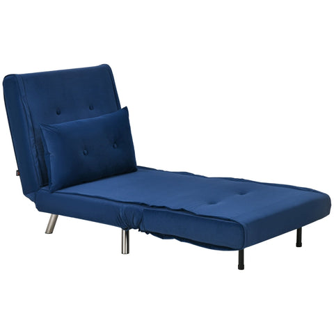 Rootz Reclining Chair - Lounge Chair - Single Bed - Ultimate Comfort - Adjustable Backrest - Velvet Fabric - 77cm x 88cm x 83cm (Chair) - 191cm x 77cm x 27cm (Bed)