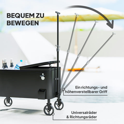 Rootz 76L Refrigerated Car - Mobile Cool Box - Outdoor Cooler - Keeps Drinks Cold - 87x46x120cm