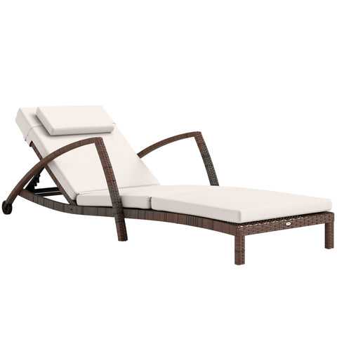 Rootz Poly Rattan Sun Lounger - Garden Lounger - Adjustable Backrest - Maximum Comfort - 185cm x 72cm x 78cm