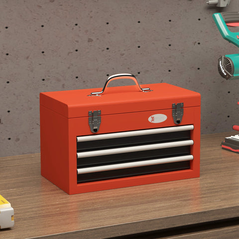 Rootz Tool Box with Drawers - Tool Case - Storage Organizer - Durable Steel - 45 x 24 x 27 cm - Maximum Stability