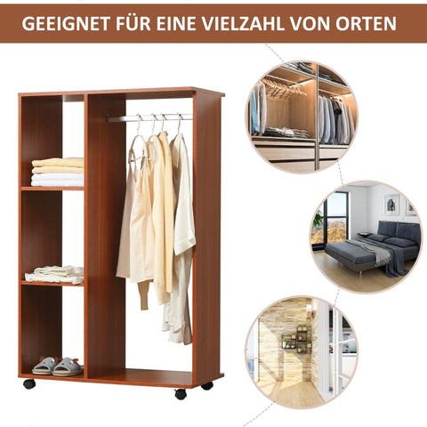 Rootz Mobile Wardrobe - Rolling Closet - Portable Wardrobe - Ample Storage - Easy Mobility - Durable Design - 80cm x 40cm x 128cm