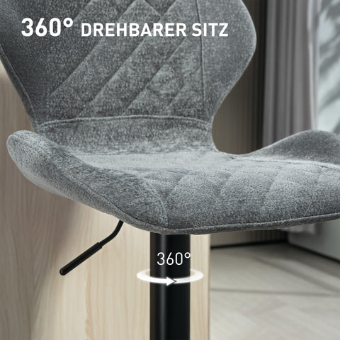 Rootz Set of 2 Bar Chairs - Kitchen Stools - Adjustable Height Stools - Maximum Comfort - 48x51.5x91-112cm