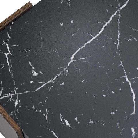 Rootz Black Marble Coffee Table - Elegant Coffee Table - Walnut Coffee Table - Durable & Stable - 96.5L x 63W x 40H cm