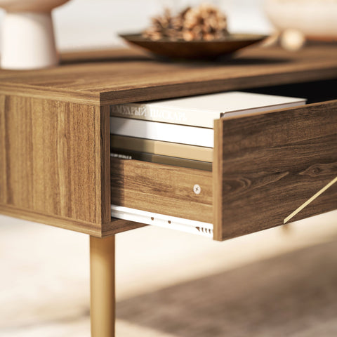 Rootz Coffee Table - Rectangular Living Room Table - Spacious Table Top - 2 Drawers - Modern Luxury - 100 x 50 x 41 cm