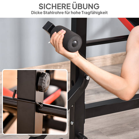 Rootz Adjustable Fitness Dumbbell Bench - Workout Station - Home Gym Equipment - Incline Function - 175cm x 127cm - Black+Red