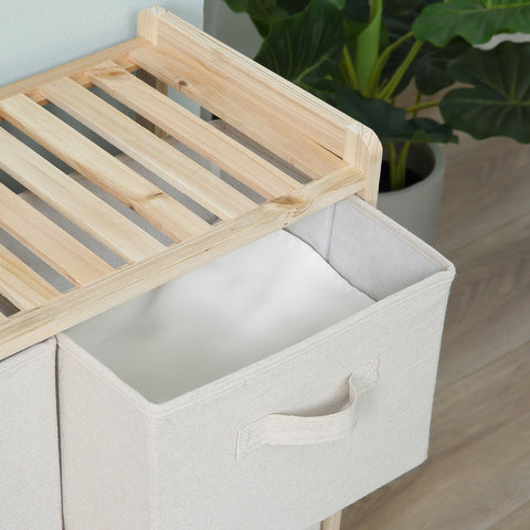 Rootz Fabric Chest of Drawers - Storage Cabinet - 6 Foldable Drawers - Space-Saving Organizer - 59 x 28 x 70 cm - White and Brown