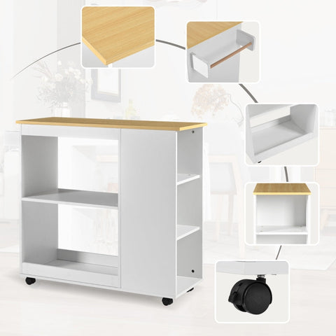 Rootz Multifunctional Kitchen Trolley - Space Saver - Mobile Cart - Smooth Mobility - 105L x 38W x 89H cm