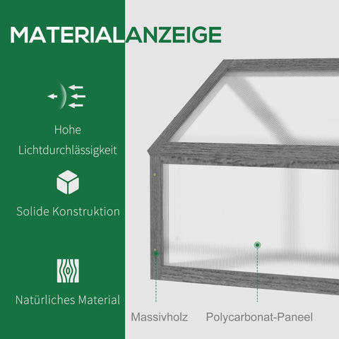 Rootz Mini Greenhouse - Compact Wooden Plant House - Tomato Shelter - Polycarbonate Panels - Ventilation - 90L x 52W x 49.5H cm
