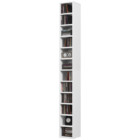 Rootz CD/DVD Storage Cabinet - Media Organizer - Multimedia Shelf - Space-Saving Design - 204 CD Capacity - 21 x 20 x 175 cm
