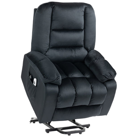 Rootz Electric Massage Recliner - Relax Chair - Uphill Armchair - 8 Vibration Points - 85 x 94 x 107 cm - Black Velvet