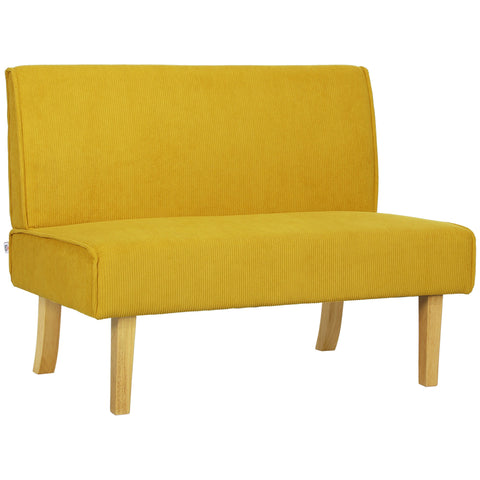 Rootz Two Seater Sofa - Loveseat - Couch - Thick Padding Comfort - 110cm x 62cm x 85cm - Corduroy Fabric - Solid Wooden Legs