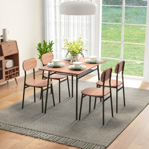 Rootz Dining Group Table Chairs - Dining Room Table - Kitchen Table - Industrial Design - MDF-Steel - Brown - 110 Cm X 70 Cm X 75 Cm