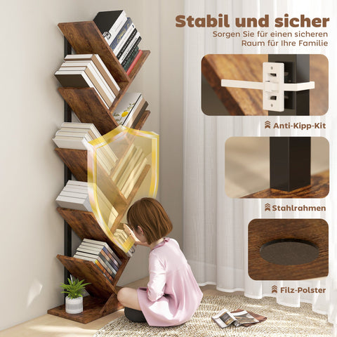 Rootz Bookshelf Standregal - Narrow Shelf - Office Storage - Space Saving - 50cm x 24cm x 136cm
