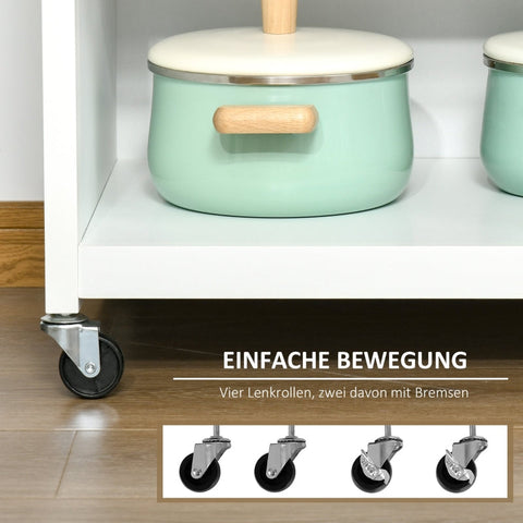 Rootz Keukentrolley - Rollende Keukenwagen - Mobiel Keukeneiland - Veelzijdige Opslag - Verstelbare Planken - Gemakkelijke Mobiliteit - 67W x 48D x 86,5H cm - MDF &amp; Rubberwood