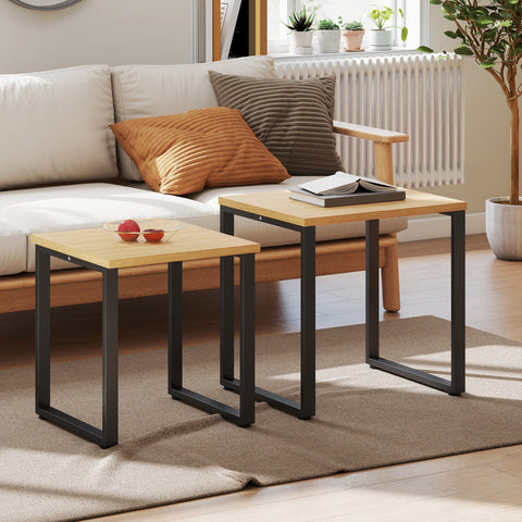Rootz Coffee Table Set of 2 – Living Room Tables – Nesting Tables – Metal Frame – Space-Saving Design – 60x50x60cm & 50x50x54cm