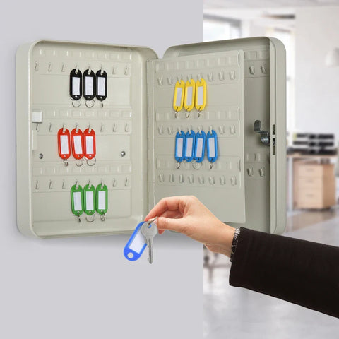 Rootz Key Box - Key Storage - Cold Rolled Steel - Powder Coated Finish - Family - School - Factory - Beige - 30 cm x 24 cm x 7.5 cm