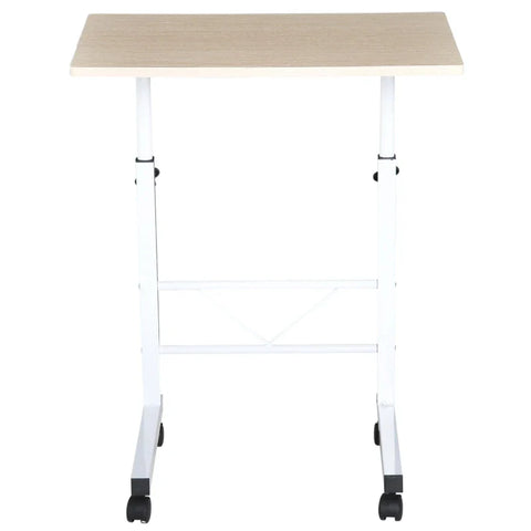 Rootz Side Table - Height-adjustable - Coffee Table - Mobile End Desk With Wheels - Parking Brakes - C-tables - Chipboard - Steel - Iron - Plastic - White - 60 x 40 x 68-78 cm