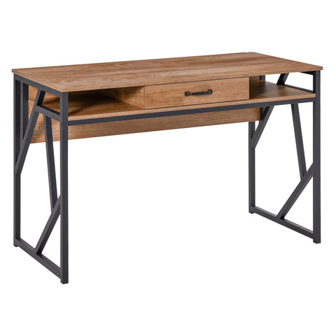 Rootz Industrial Style Desk - Office Table - Study Desk - Sturdy Workspace - 120L x 60W x 76H cm with Drawer & Compartments