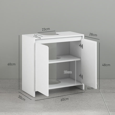 Rootz Washbasin Unit Cabinet - Sink Storage - Bathroom Organizer - Maximizes Space - 60cm x 30cm x 60cm - White