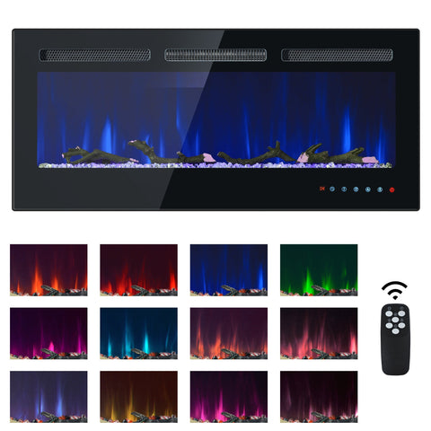 Rootz Electric Fireplace - Wall Fireplace - Built-in Fireplace - Remote Control - 106.5cm x 46.5cm x 12cm