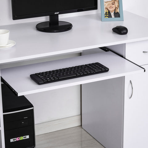 Rootz Computer Table - Office Desk - Multimedia Workspace - Ample Storage - 120 x 60 x 74 cm, White MDF