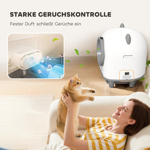 Rootz Self-Cleaning Cat Toilet - Smart App Controlled Litter Box - Automatic Pet Waste System - App Control - 55.5 x 60 cm - 80L Capacity