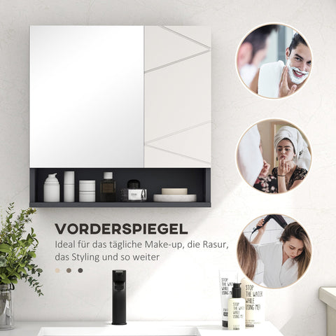 Rootz Bathroom Cabinet - Mirror Door - Adjustable Shelves - Resilient Up to 15 kg - 55cm x 17cm x 55cm - White