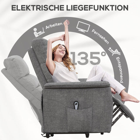 Rootz Electric Recliner Chair - TV Chair - Adjustable Armchair - Hydraulic Lift - Remote Control - Gray - 66cm x 90cm x 96cm