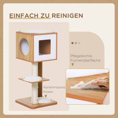 Rootz Scratching Post Cat Tree - Cat Furniture - Sisal Posts - Multiple Platforms - Soft Cushions - 50cm x 40cm x 91cm - MDF Board