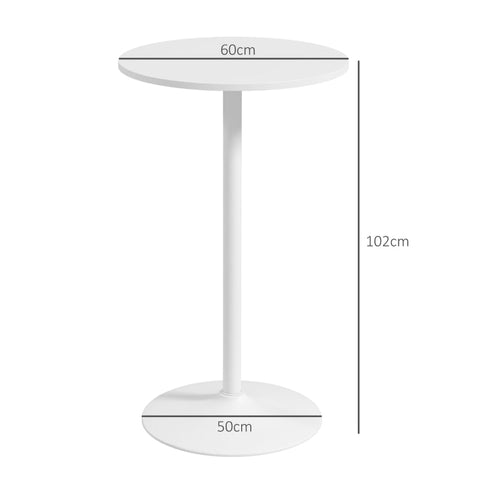 Rootz Bar Table - Table For 2 People - Modern Design - Round Table - Powder-coated Steel - White - 60 x 60 x 102 cm