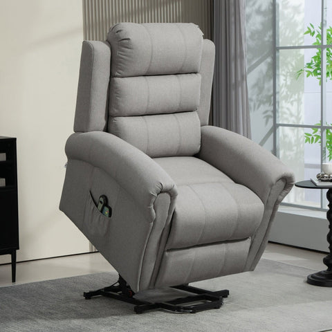Rootz Modern Recliner with Stand-Up Aid - Cinema Chair - Elderly Chair - Electric Massage and Heating - 91cm x 89cm x 106cm