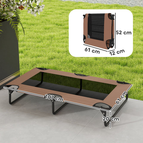 Rootz Portable Raised Dog Bed - Elevated Pet Bed - Moisture-Repellent Lounger - Breathable Mesh - 107cm x 61cm x 20cm