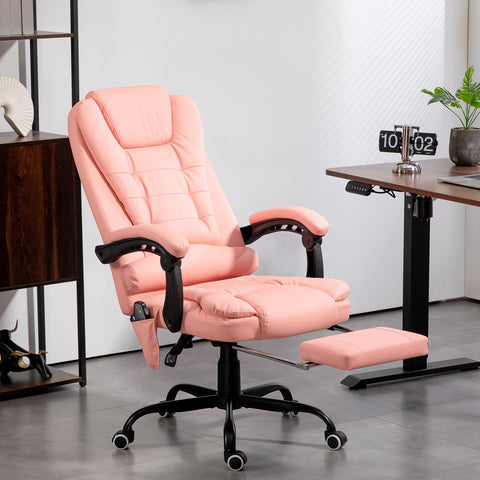 Rootz Massage Office Chair - Recliner - Executive Chair - 7 Vibration Points - Faux Leather - 67 x 67 x 111-121cm - Pink