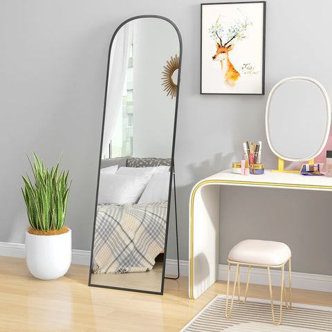 Rootz Stand Mirror - Full Body Mirror - Modern Design - Clear Reflection - 50cm x 1.5cm x 161.5cm - Black