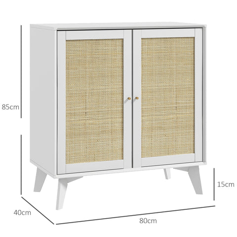 Rootz Buffet Storage Cabinet - High Storage Furniture - Rattan Front Cabinet - Bohemian Design - 80cm x 40cm x 85cm