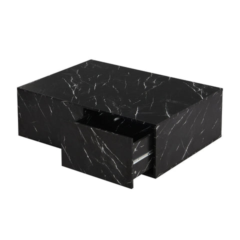 Rootz Marble Pattern Coffee Table Set - Modern Tables - Versatile Design - Added Storage - 100x33.5x70cm (Large), 32x32x50cm (Small)