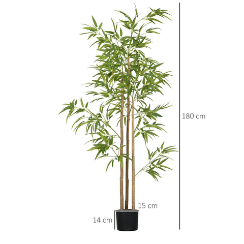 Rootz Artificial Bamboo Plant - Faux Houseplant - Decorative Greenery - Easy Care - 180cm x Ø15cm x 14cm Cement Pot