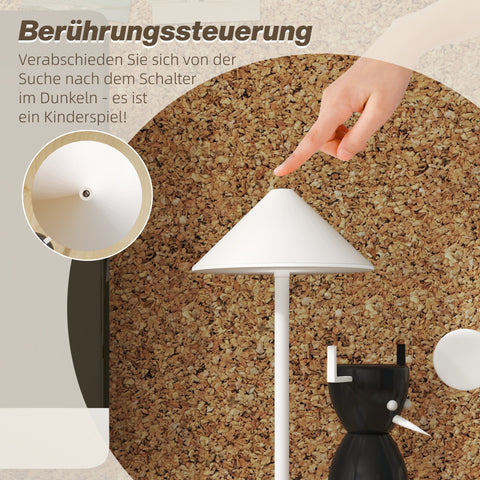 Rootz LED Bedside Lamp - Desk Lamp - Touch Light - Rechargeable Metal - USB Cable - Ø15 x 31.5H cm