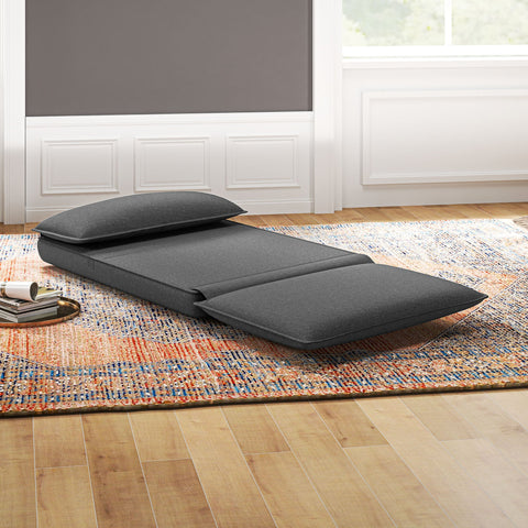 Rootz Sofa Bed - Adjustable Backrest - Breathable Fabric - Integrated Headrest - 76L x 75W x 56H cm (Floor Chair) - Grey