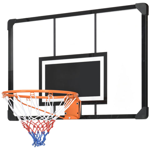 Rootz Wall Basketball Basket - Hoop - Backboard - Weather-Resistant Steel Frame - 113cm x 61cm x 73cm - Black/ Orange