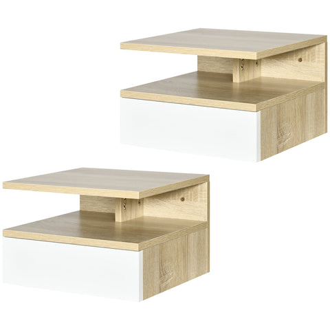 Rootz Set of 2 Wall Night Tables - Bedside Tables - Floating Tables - Space Optimizing Storage - 35x32x22.5cm